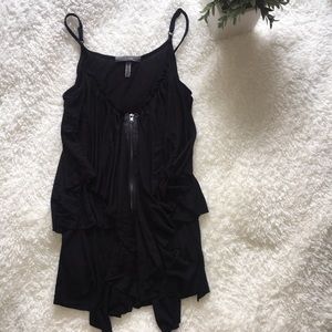 Ruffled Black Tank Top